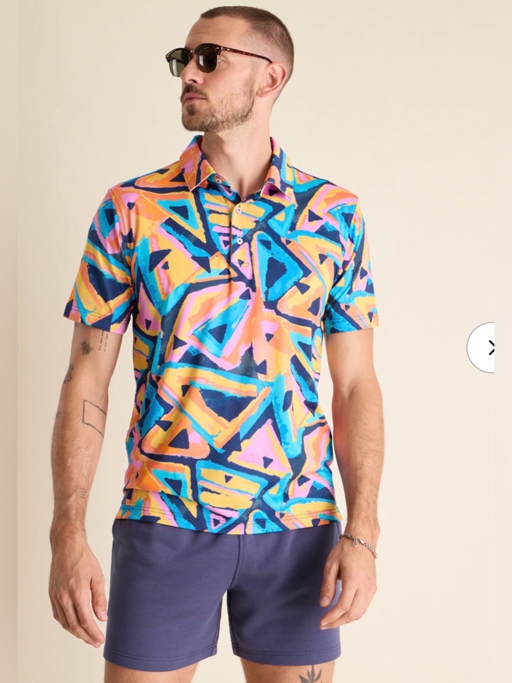 Chubbies Performance Polo Shirt Med Exploding Nacho Stretch Short Sleeve Golf